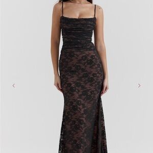 House of CB Artemis Black Lace Maxi Dress
